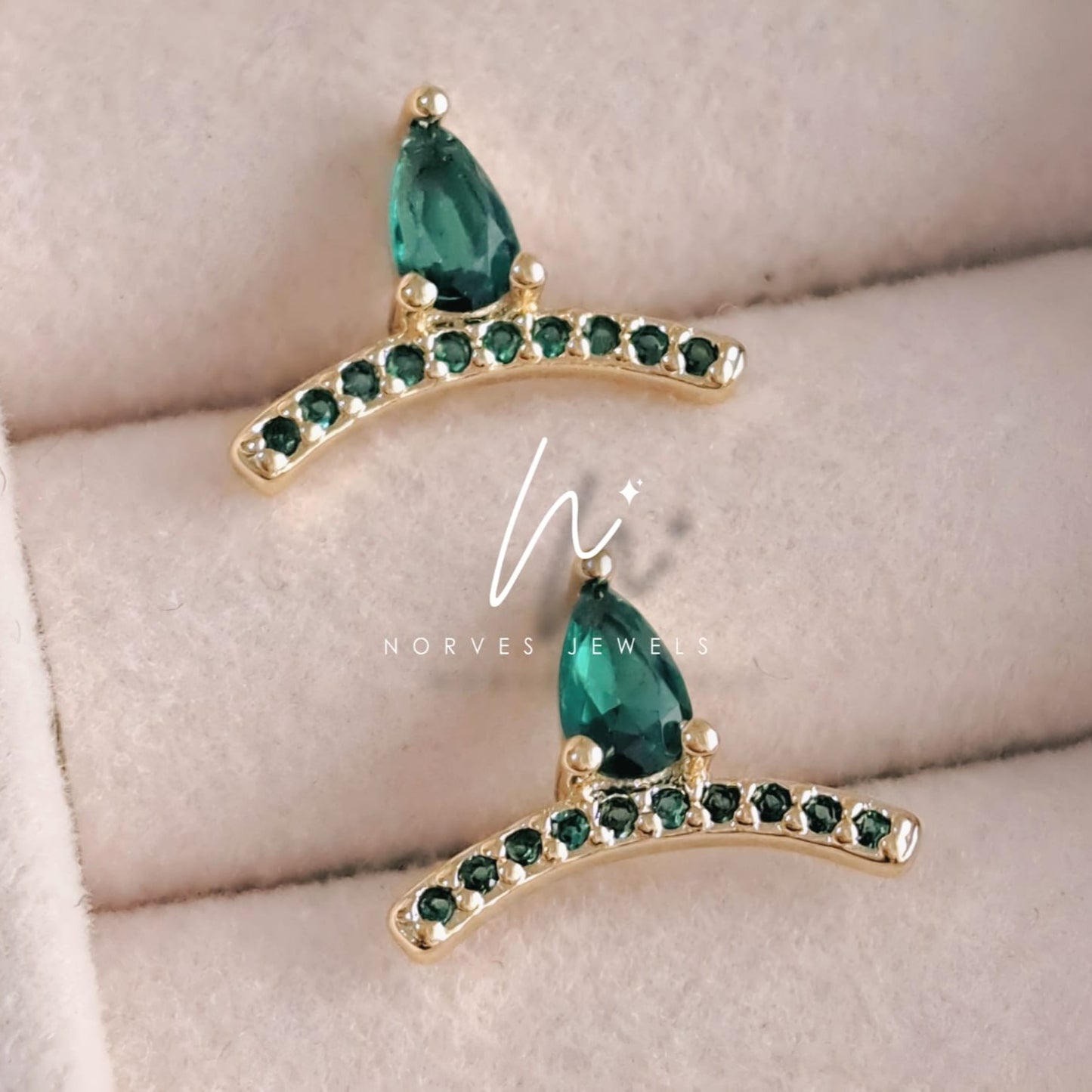 Pendientes Crown verde